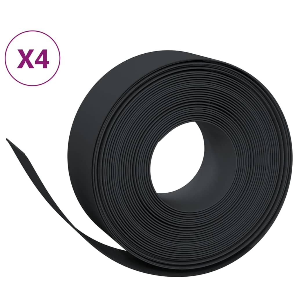 græskanter 4 stk. 10 m 20 cm polyethylen sort