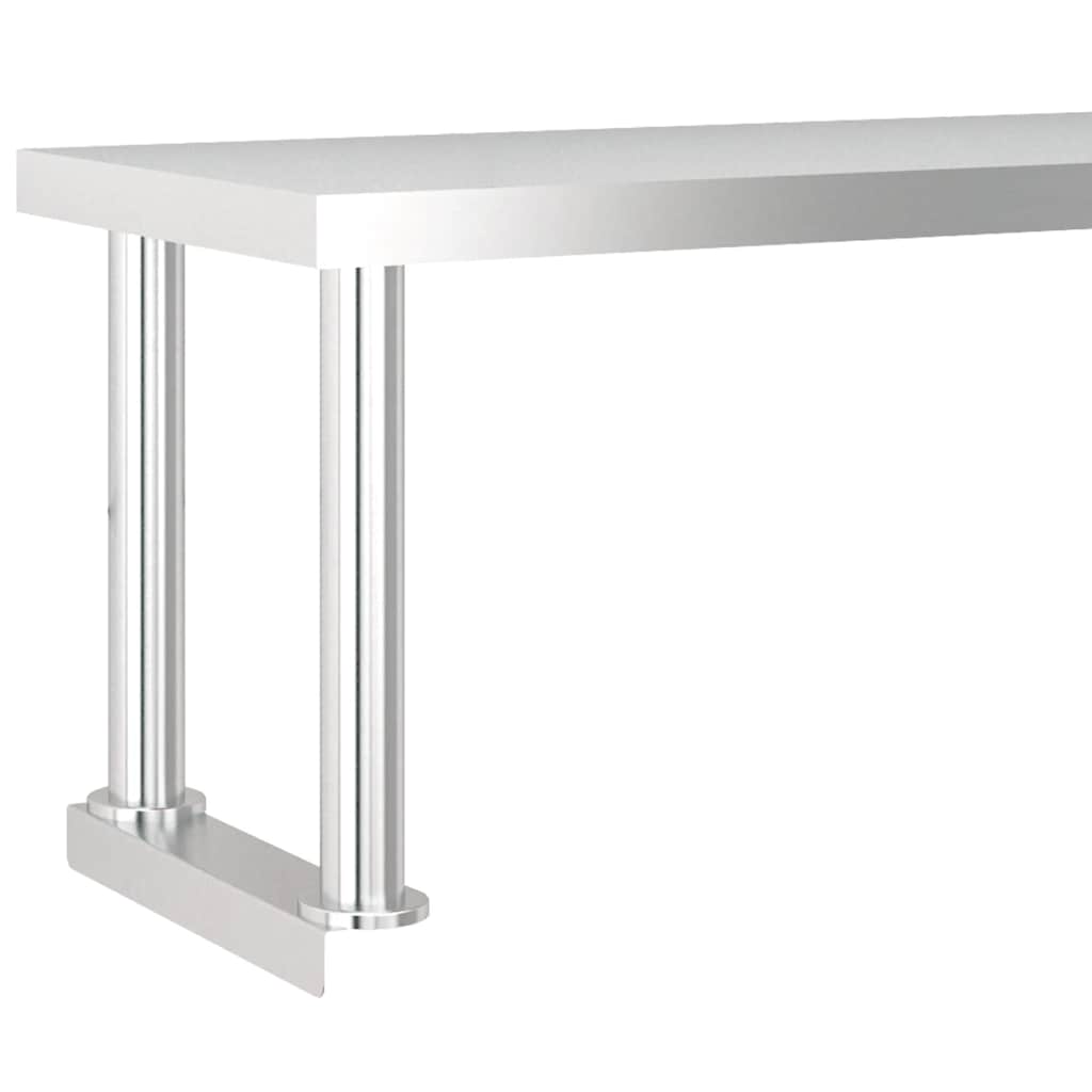 køkkenbord med tophylde 120x60x115 cm rustfrit stål
