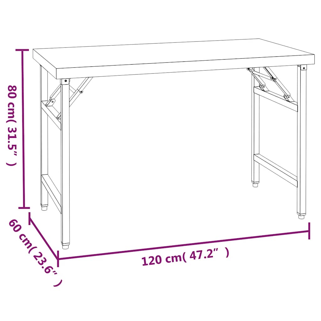 køkkenbord med tophylde 120x60x115 cm rustfrit stål