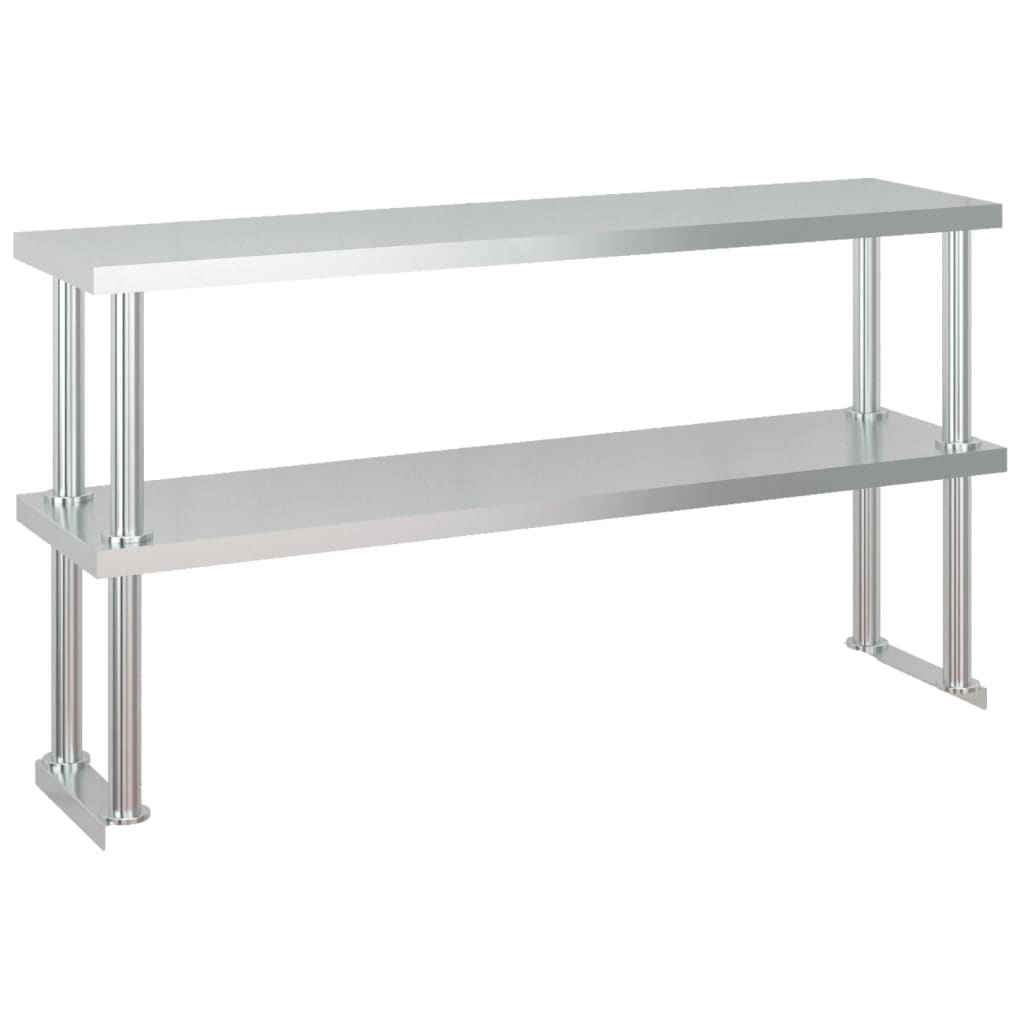 køkkenbord med tophylde 120x60x145 cm rustfrit stål