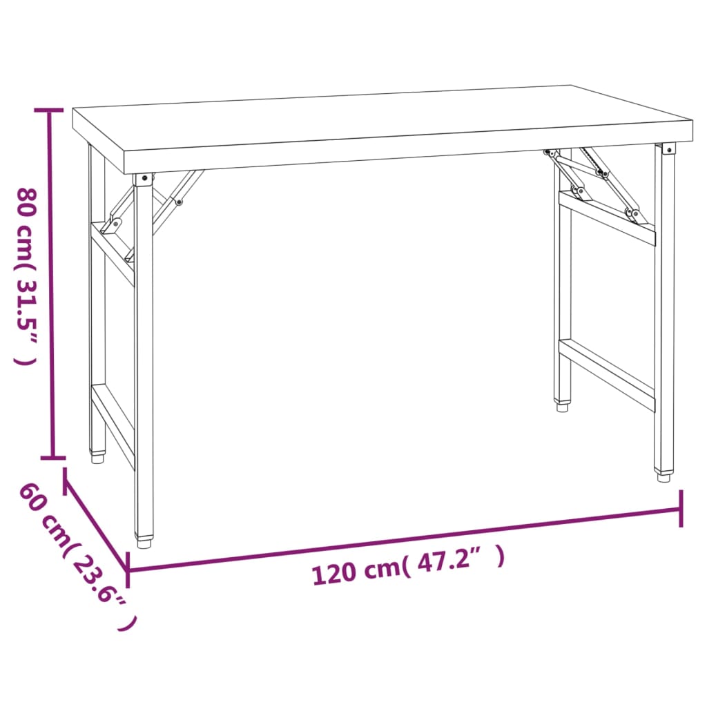køkkenbord med tophylde 120x60x145 cm rustfrit stål