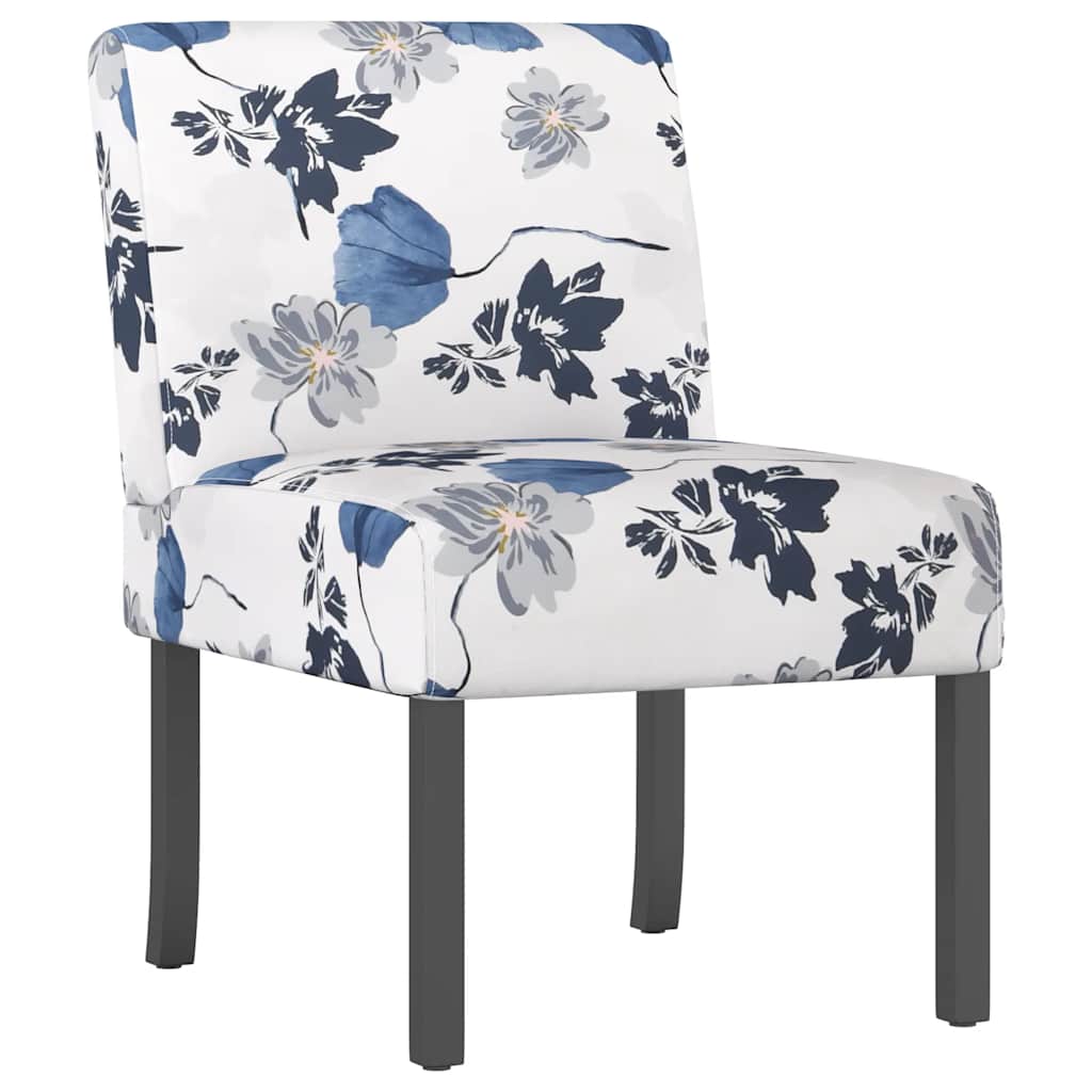 stol med blomstermønster stof blå