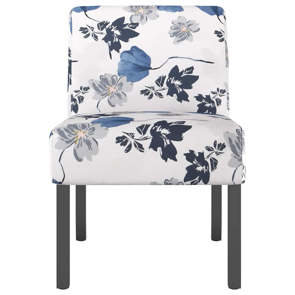stol med blomstermønster stof blå