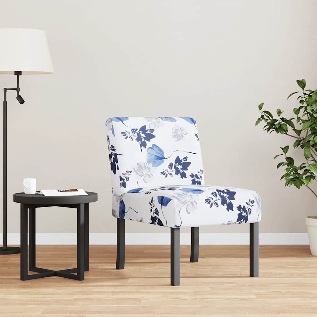 stol med blomstermønster stof blå