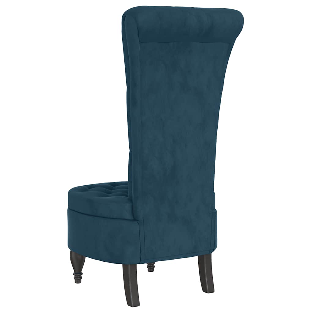 stol med høj ryg knapdesign velour blå