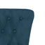 stol med høj ryg knapdesign velour blå