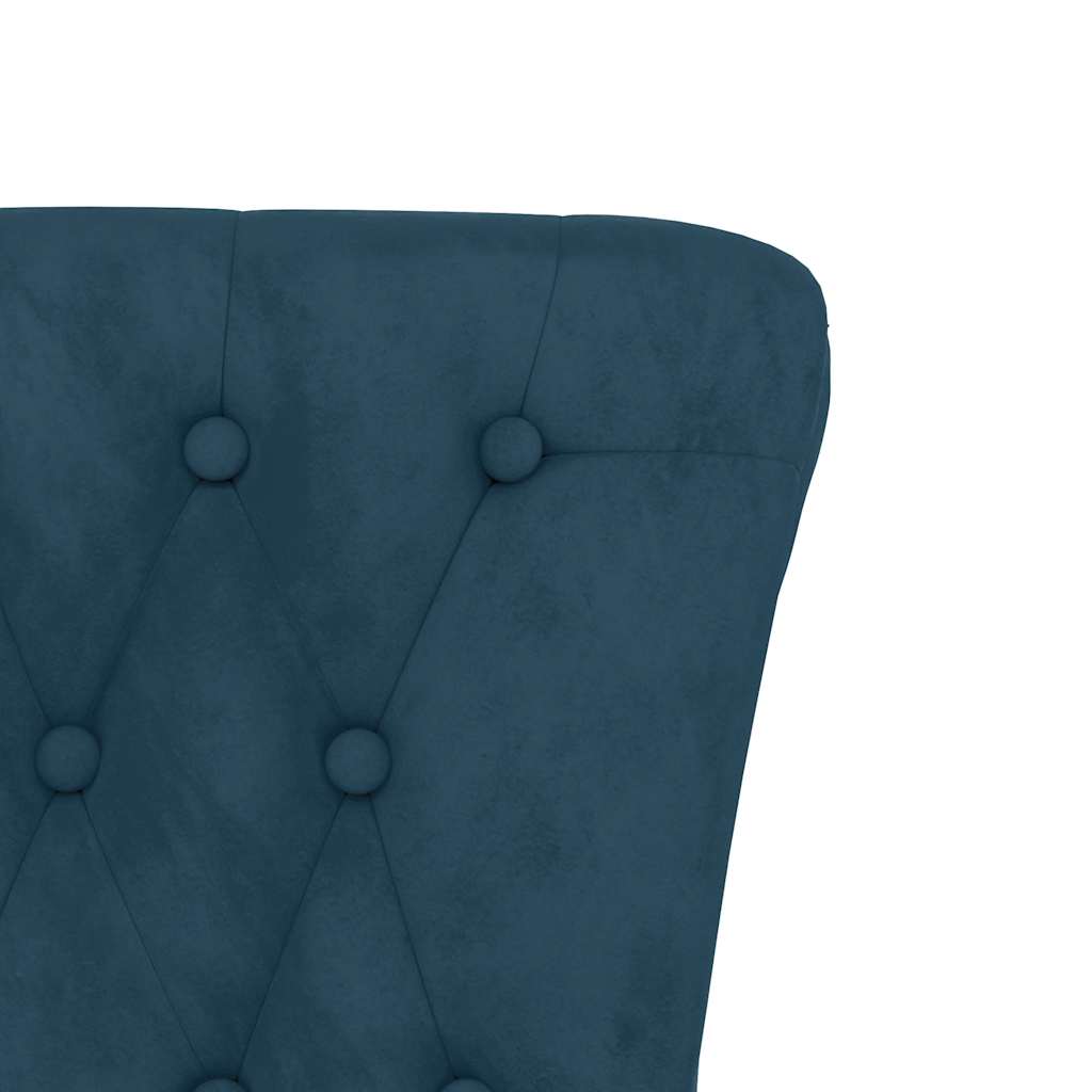 stol med høj ryg knapdesign velour blå