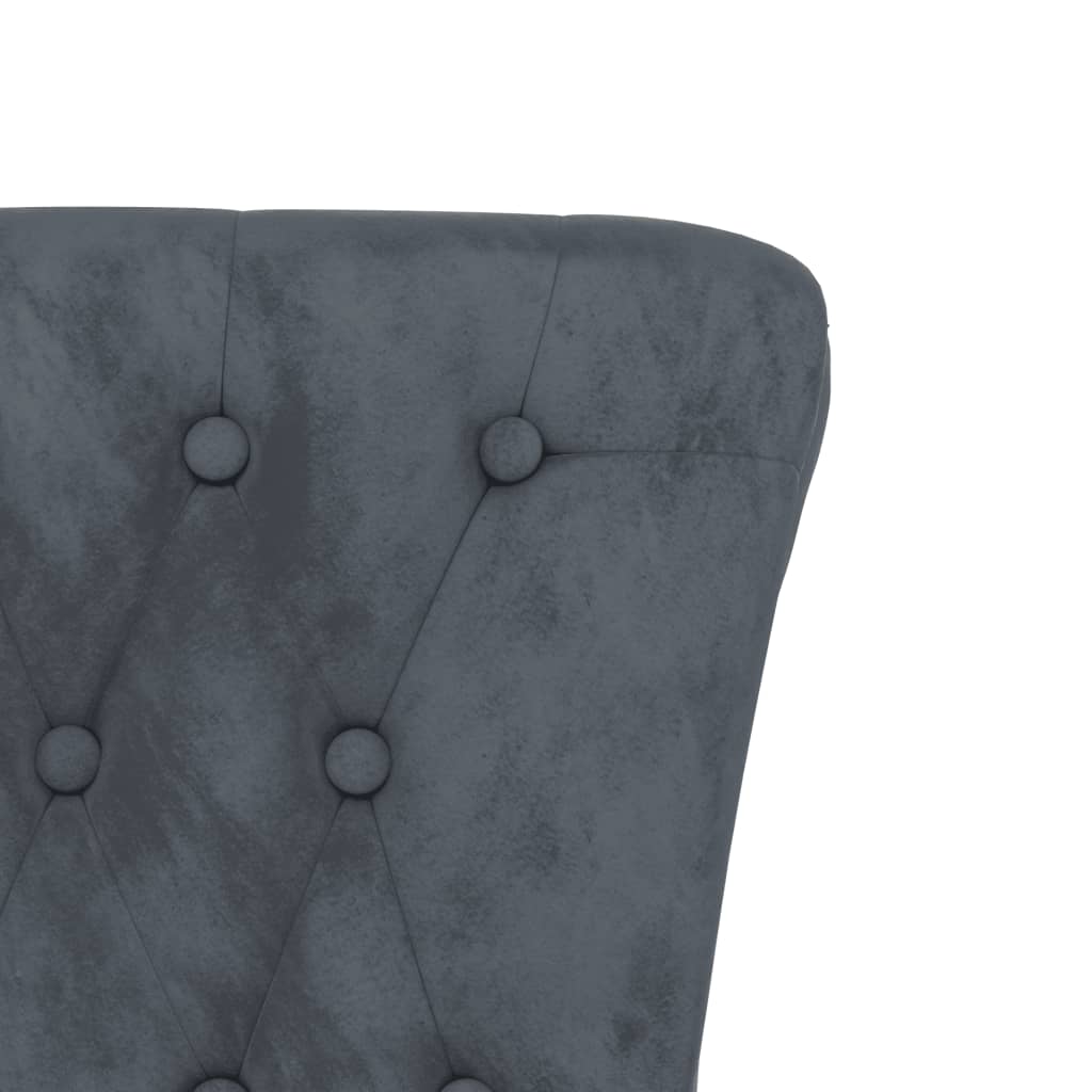 stol med høj ryg knapdesign velour mørkegrå