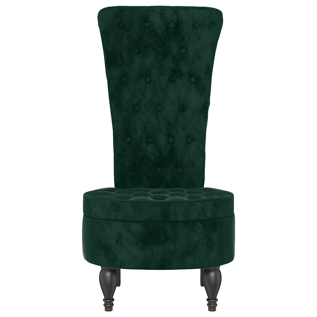 stol med høj ryg knapdesign velour mørkegrøn