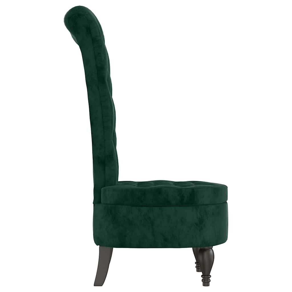 stol med høj ryg knapdesign velour mørkegrøn