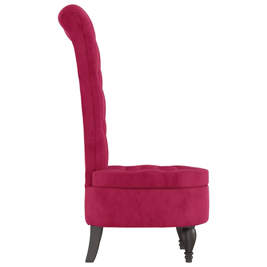 stol med høj ryg knapdesign velour vinrød