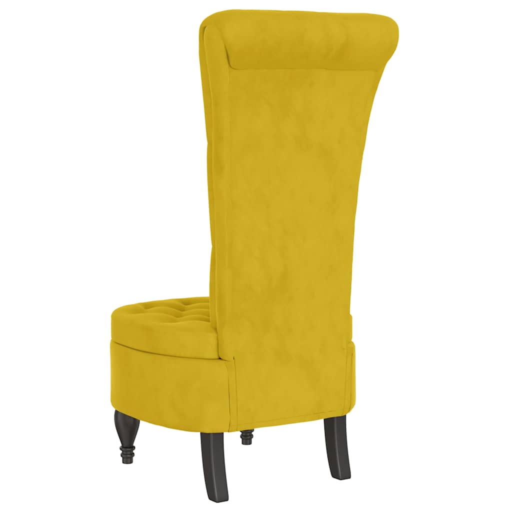 stol med høj ryg knapdesign velour gul