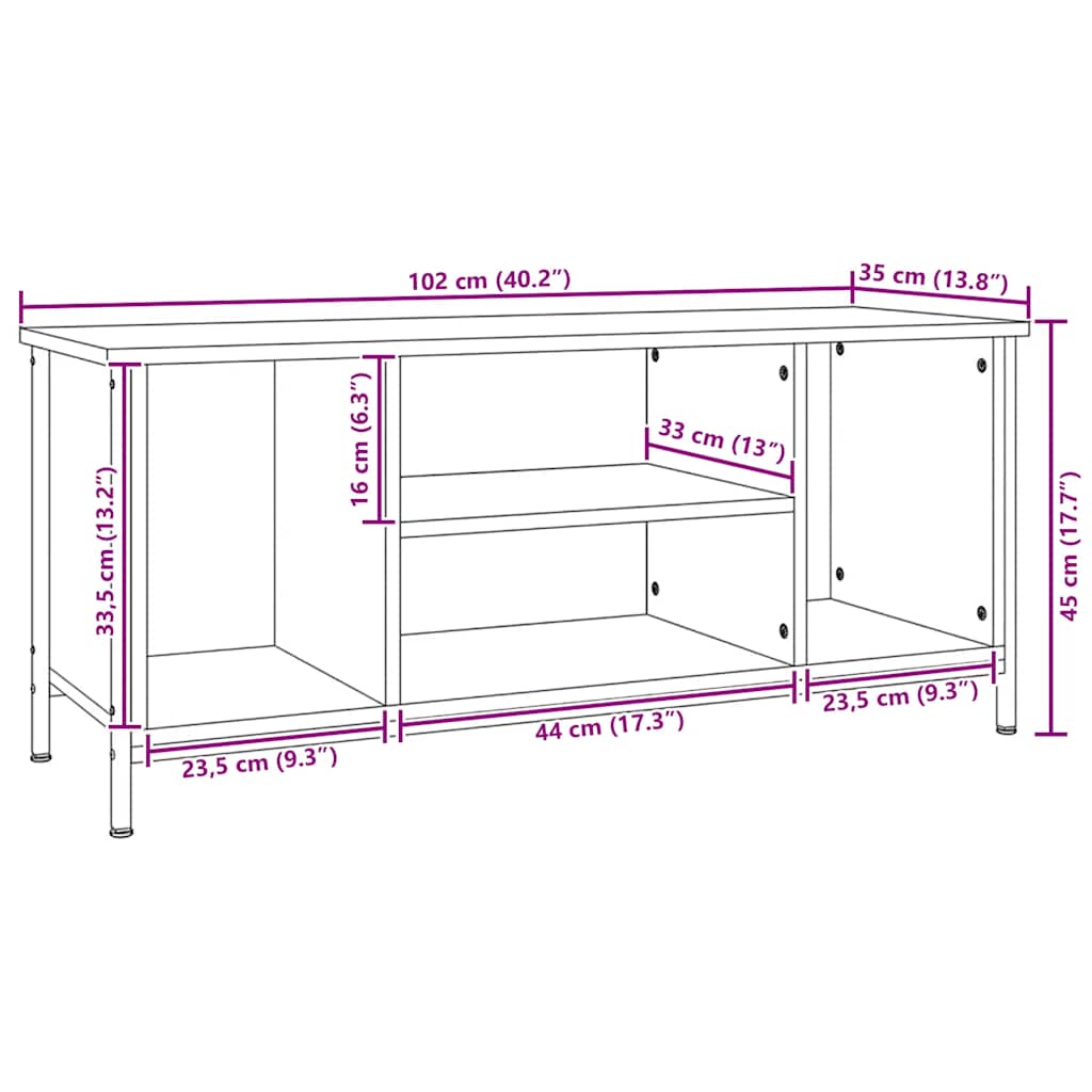 tv-bord 102x35x45 cm konstrueret træ sort