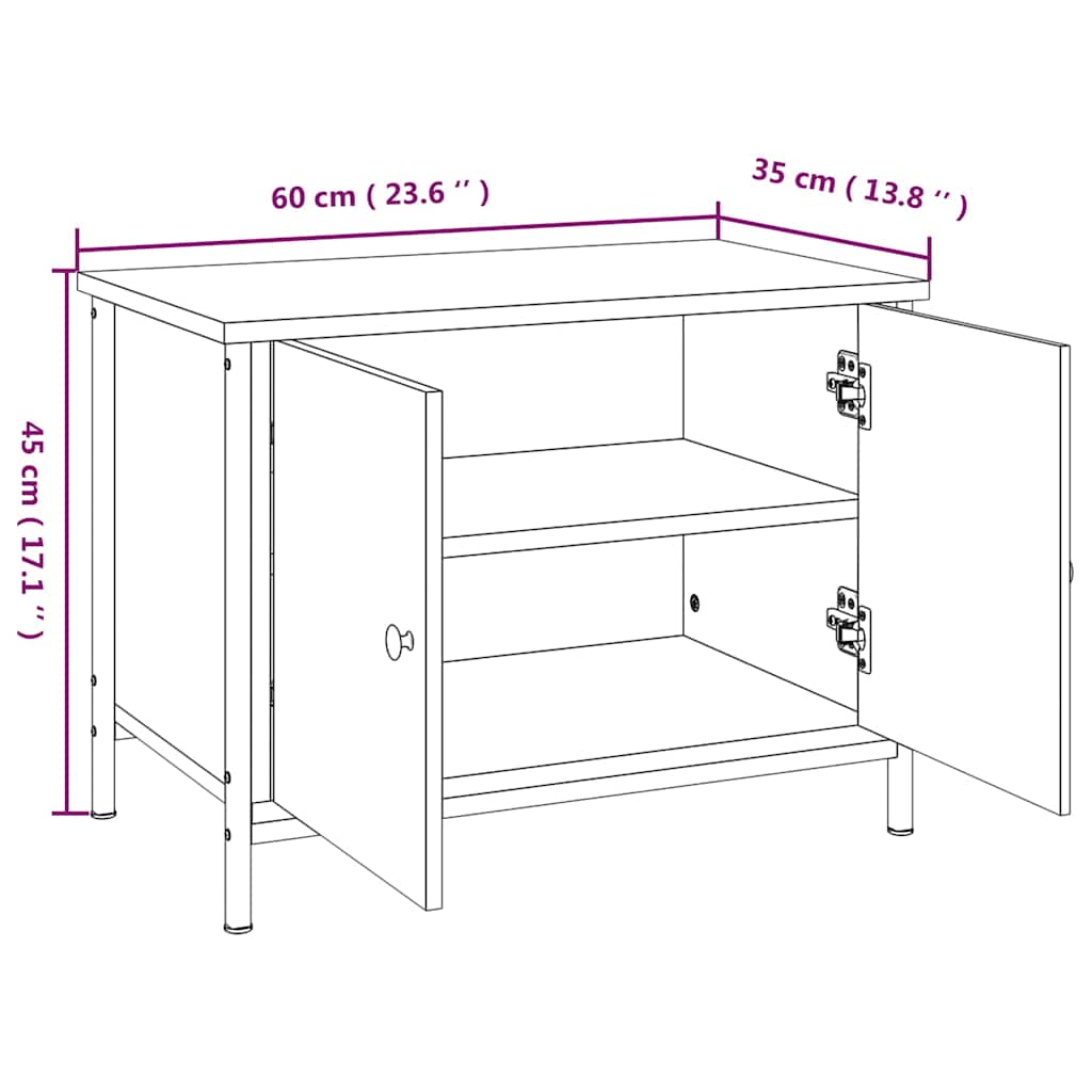 tv-bord med låger 60x35x45 cm konstrueret træ grå sonoma-eg