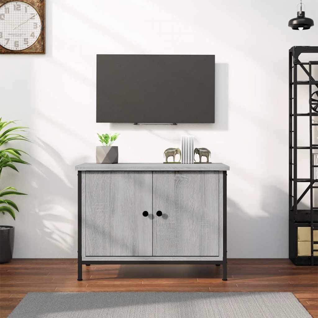 tv-bord med låger 60x35x45 cm konstrueret træ grå sonoma-eg