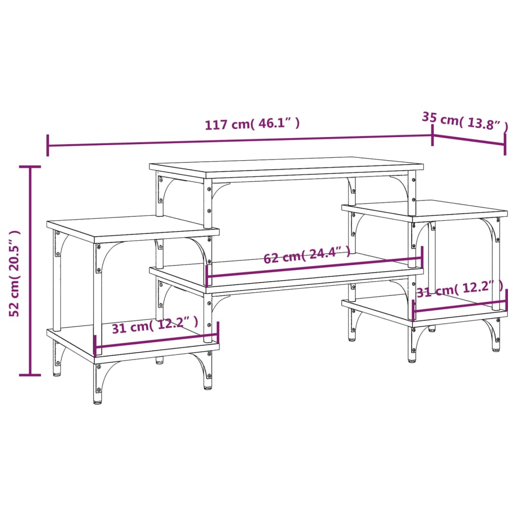 tv-bord 117x35x52 cm konstrueret træ sonoma-eg
