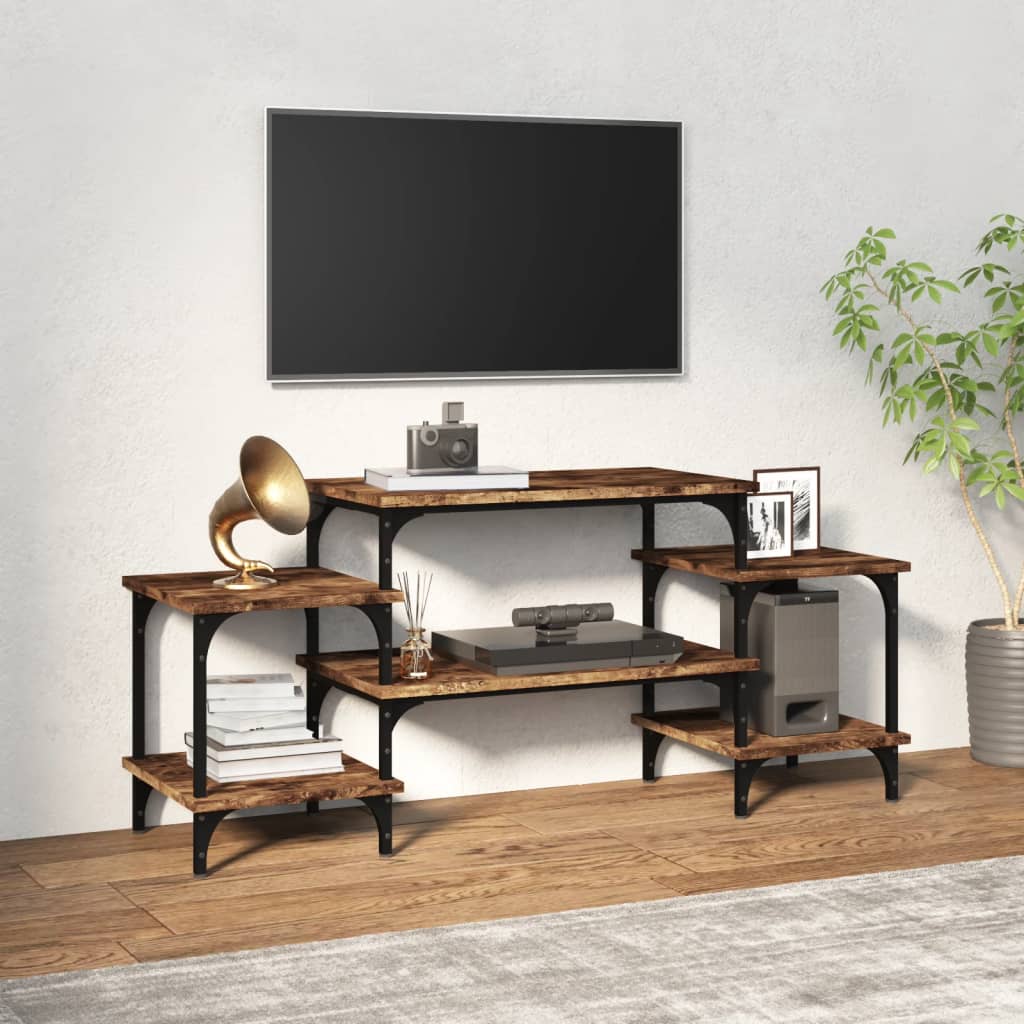tv-bord 117x35x52 cm konstrueret træ røget egetræsfarve