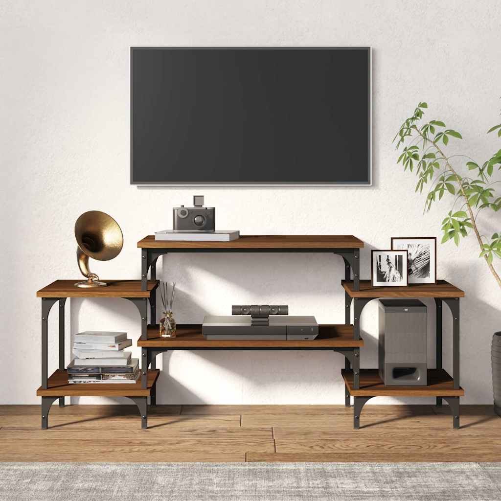 tv-bord 117x35x52 cm konstrueret træ brun egetræsfarve