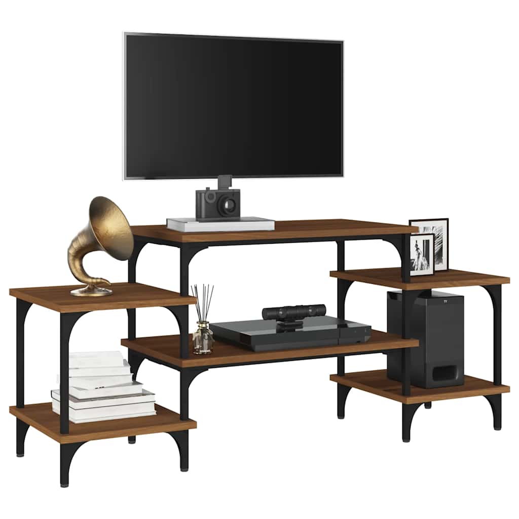 tv-bord 117x35x52 cm konstrueret træ brun egetræsfarve