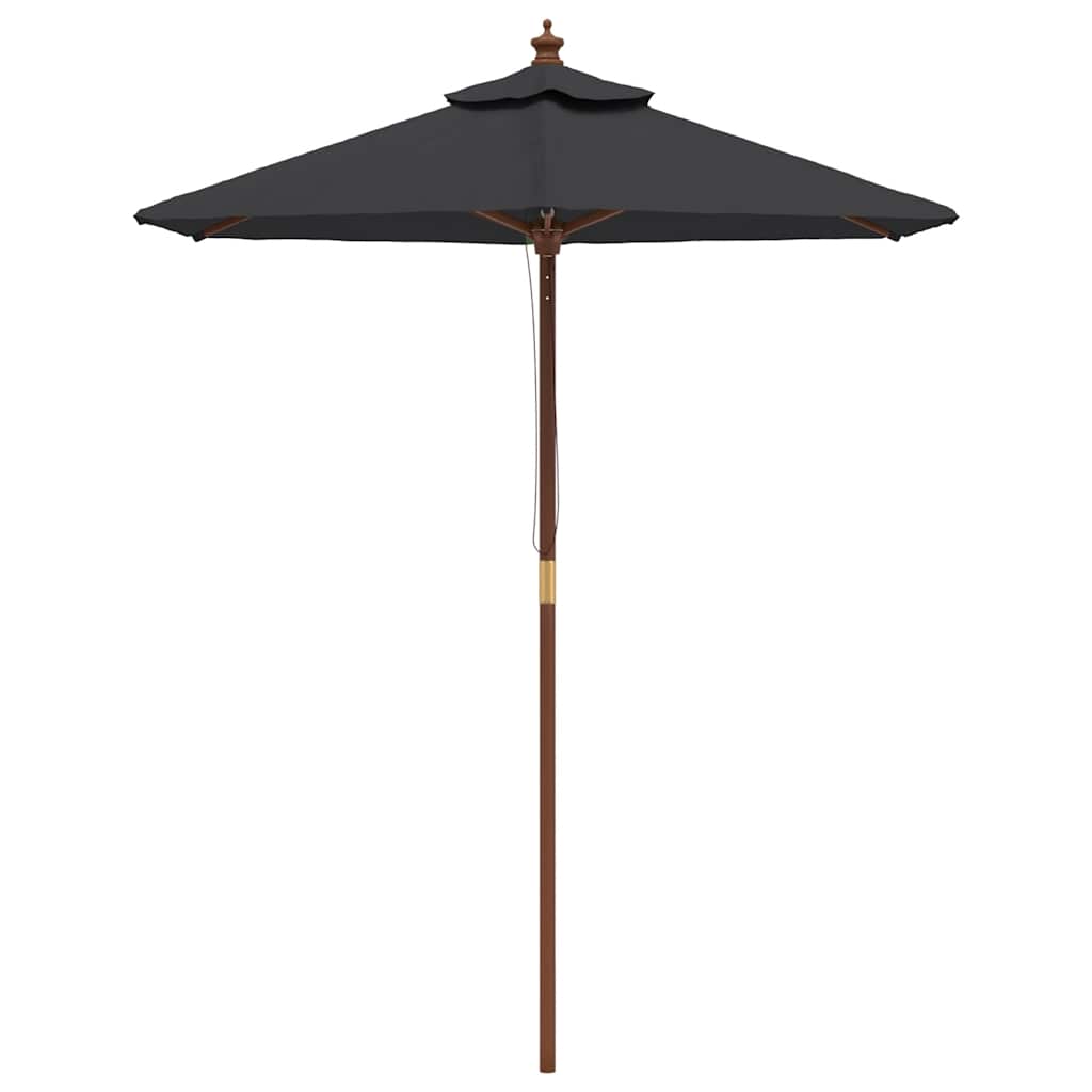 haveparasol med træstang 196x231 cm sort