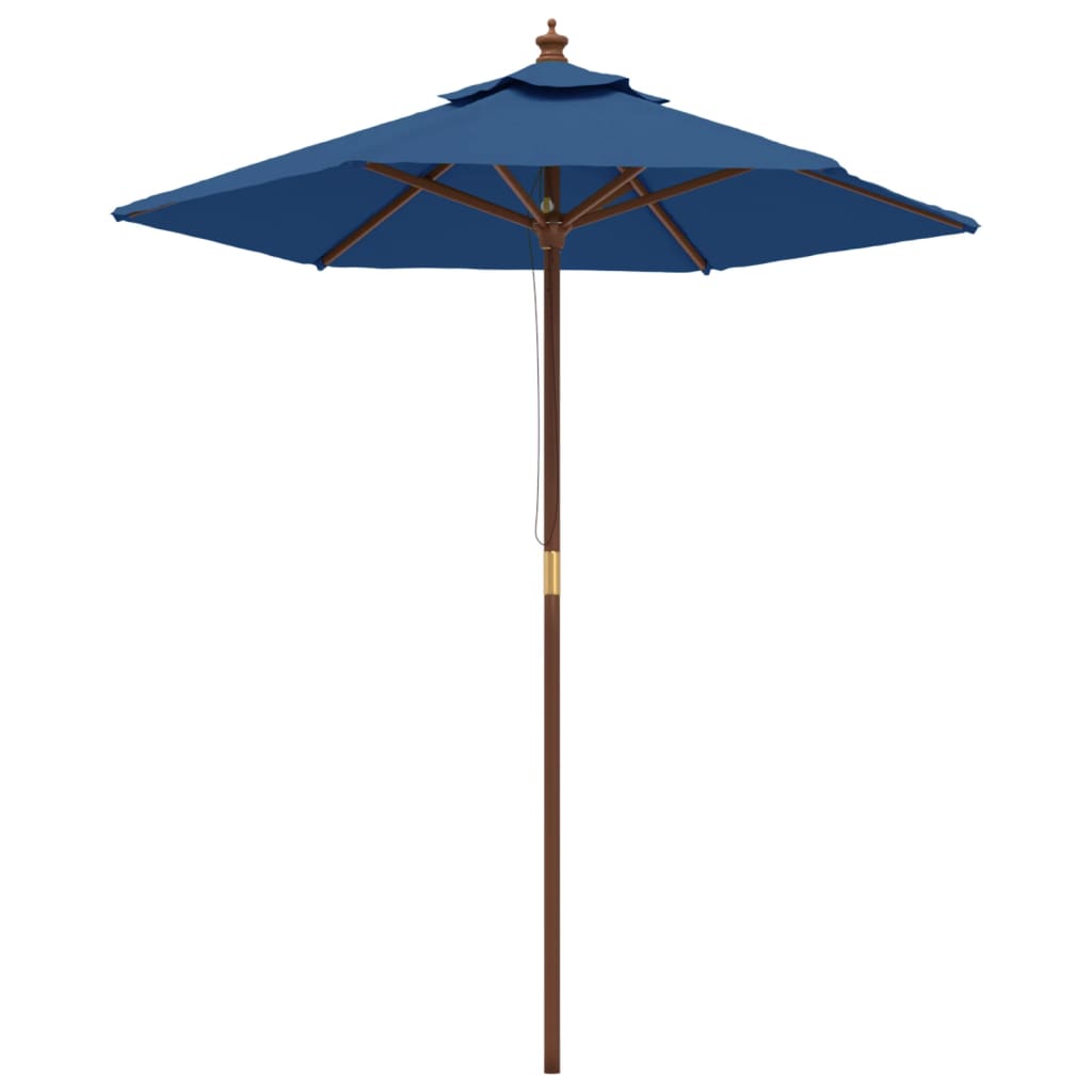haveparasol med træstang 196x231 cm azurblå