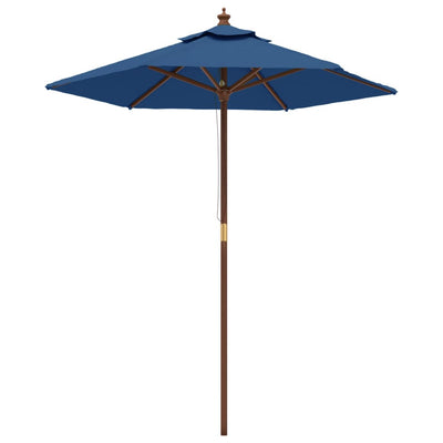 haveparasol med træstang 196x231 cm azurblå