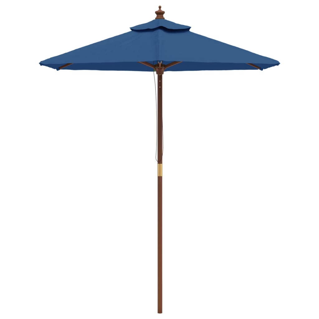 haveparasol med træstang 196x231 cm azurblå