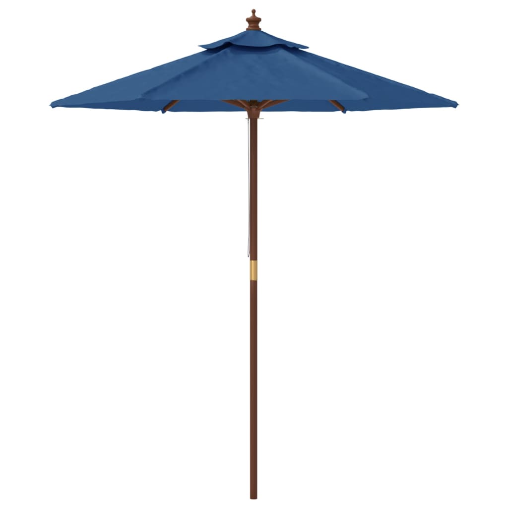 haveparasol med træstang 196x231 cm azurblå