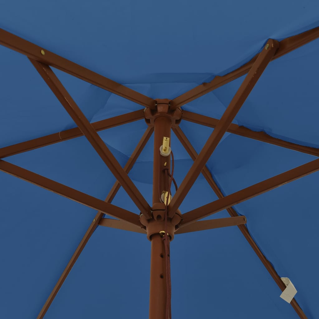 haveparasol med træstang 196x231 cm azurblå
