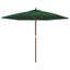 haveparasol med træstang 299x240 cm grøn