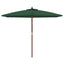 haveparasol med træstang 299x240 cm grøn