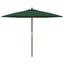 haveparasol med træstang 299x240 cm grøn