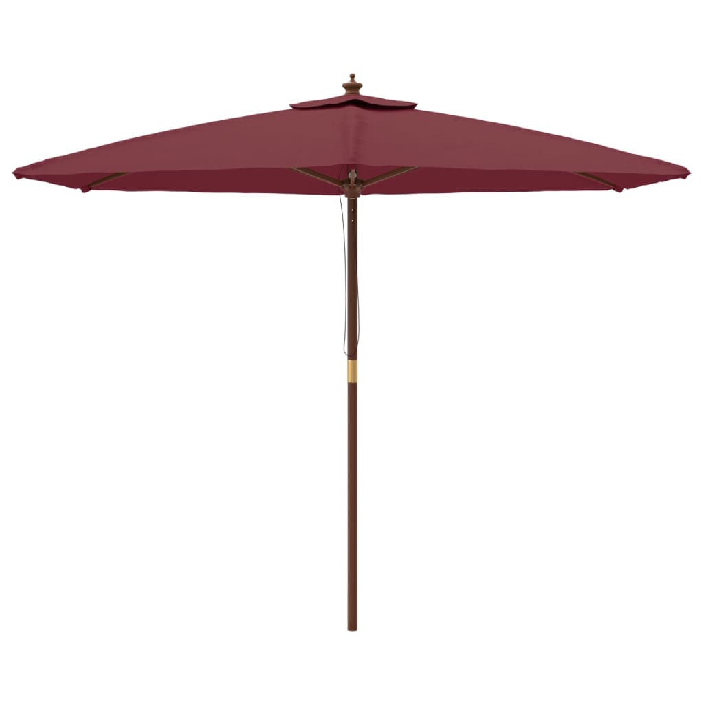 haveparasol med træstang 299x240 cm bordeauxfarvet