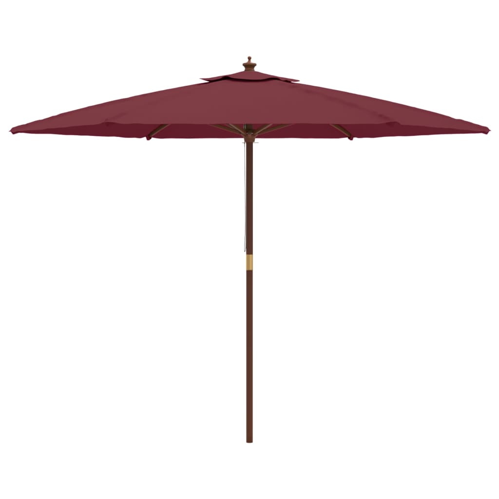 haveparasol med træstang 299x240 cm bordeauxfarvet