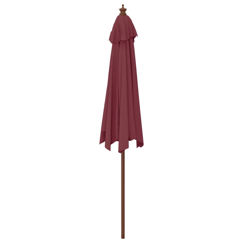 haveparasol med træstang 299x240 cm bordeauxfarvet