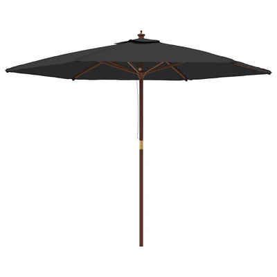 haveparasol med træstang 299x240 cm sort