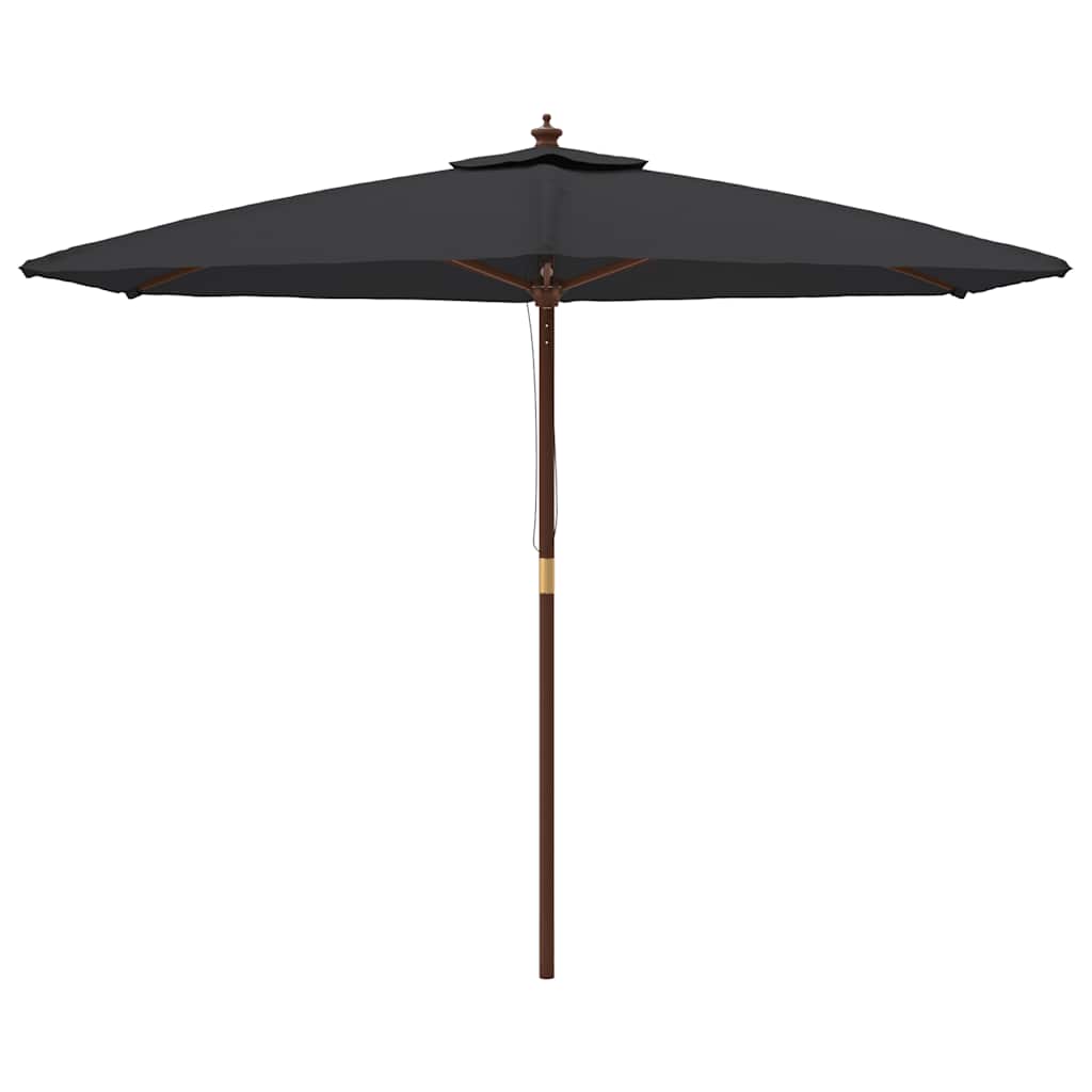 haveparasol med træstang 299x240 cm sort