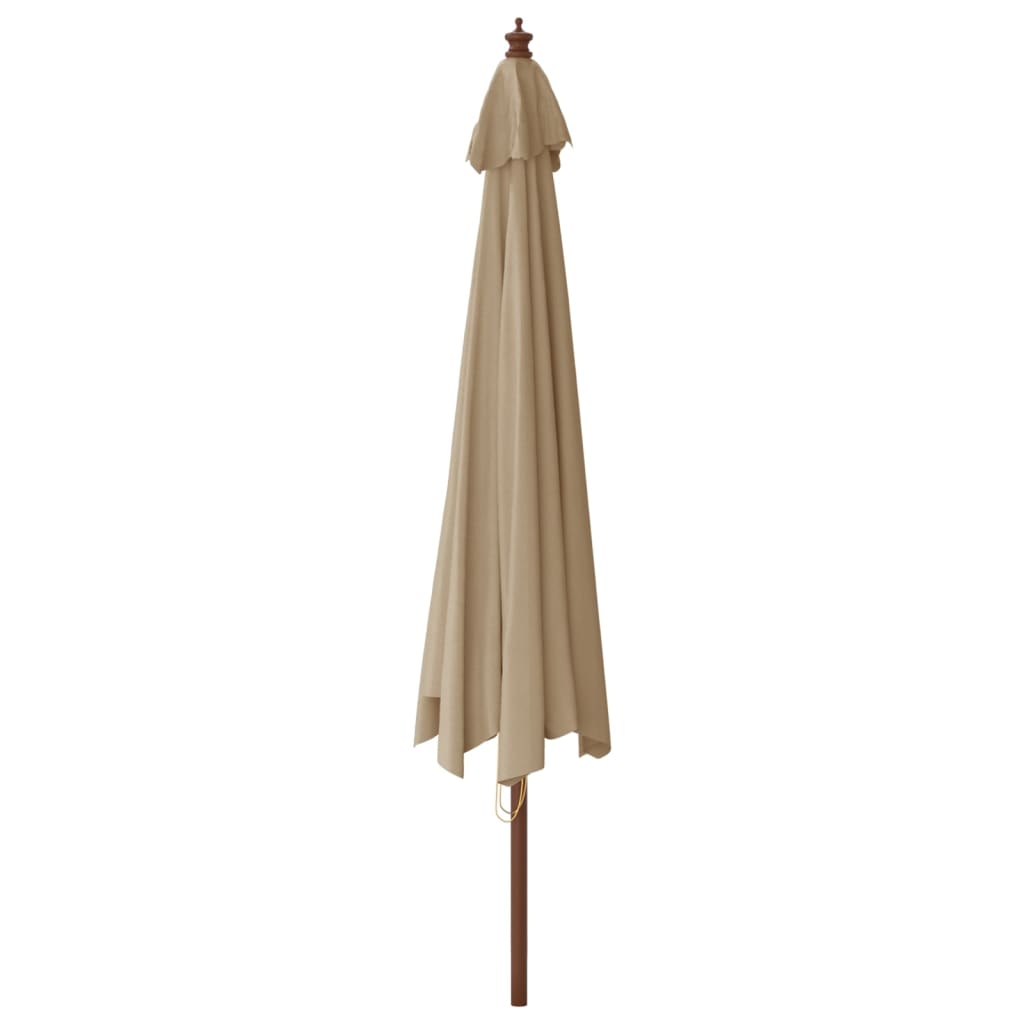 haveparasol med træstang 400x273 cm gråbrun