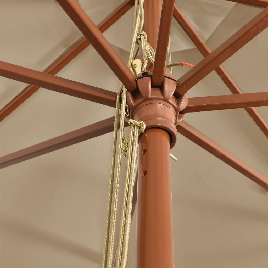 haveparasol med træstang 400x273 cm gråbrun