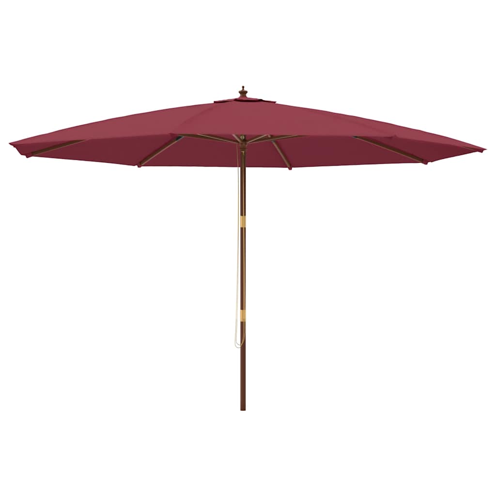 haveparasol med træstang 400x273 cm bordeauxfarvet