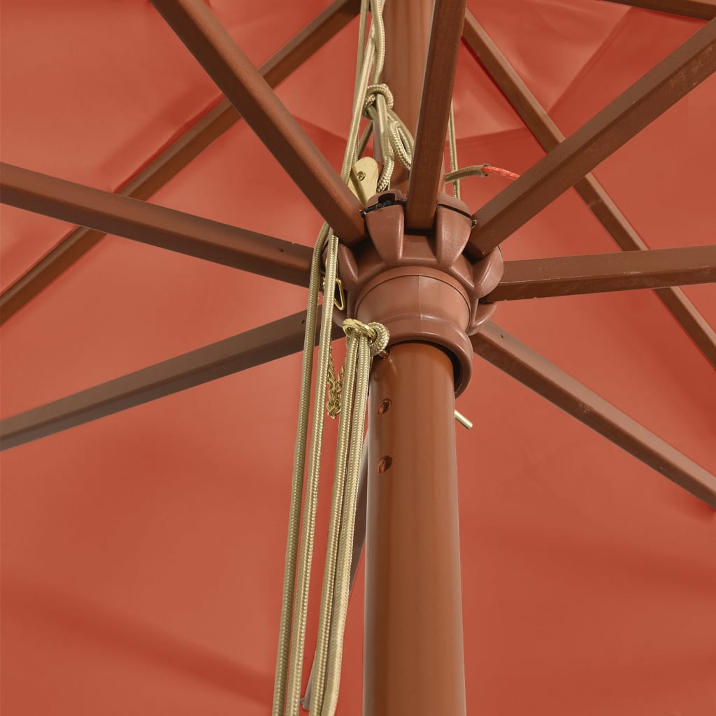 haveparasol med træstang 400x273 cm terrakotta