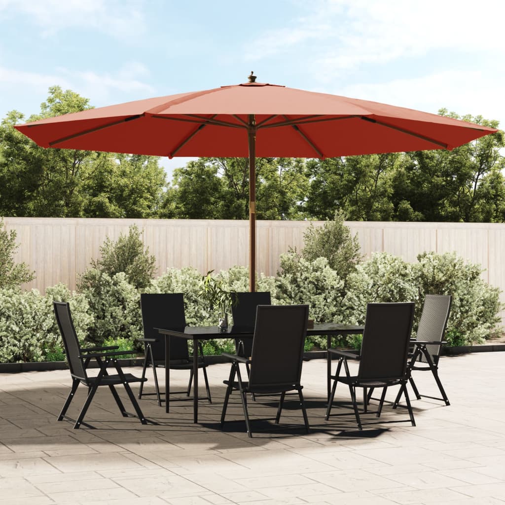 haveparasol med træstang 400x273 cm terrakotta