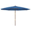 haveparasol med træstang 400x273 cm azurblå