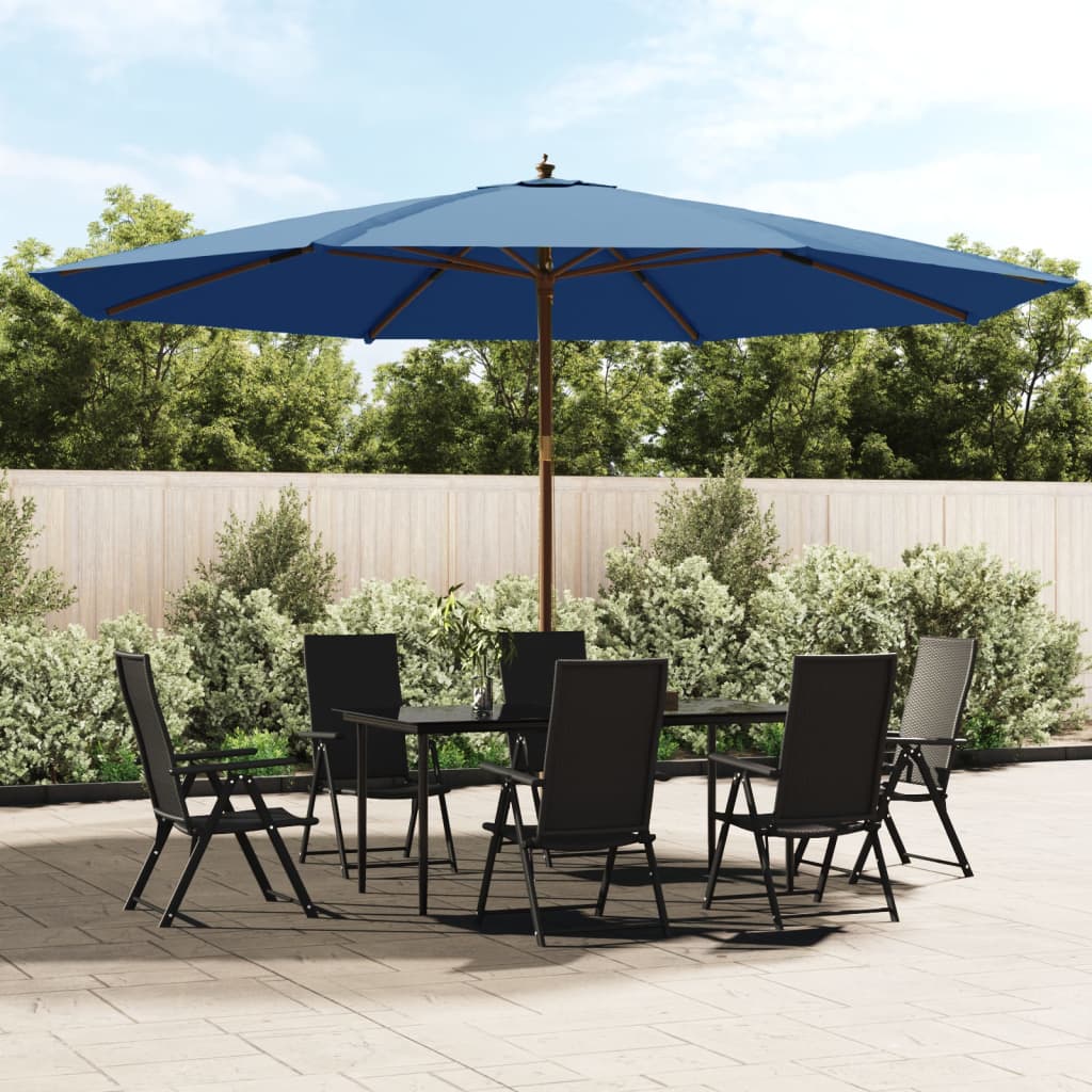 haveparasol med træstang 400x273 cm azurblå