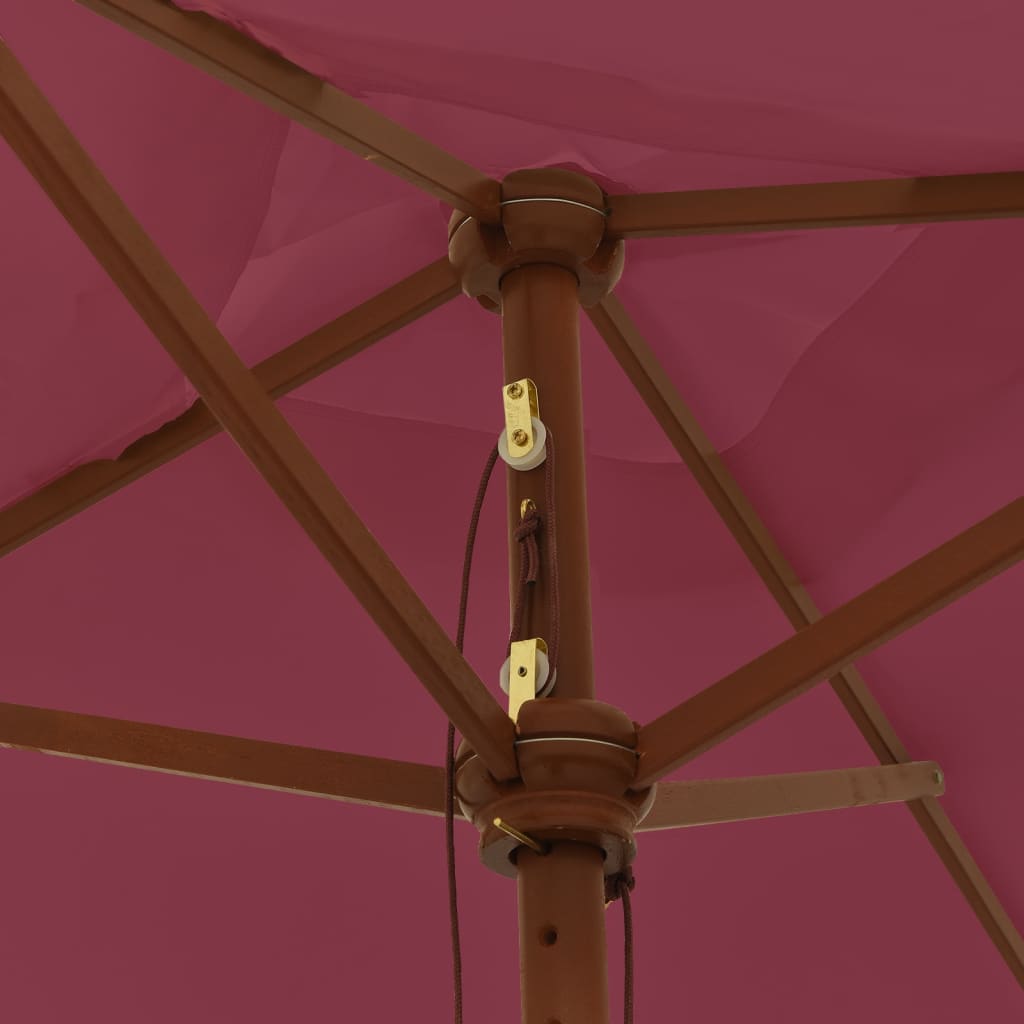 haveparasol med træstang 198x198x231 cm bordeauxfarvet