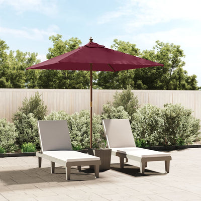 haveparasol med træstang 198x198x231 cm bordeauxfarvet