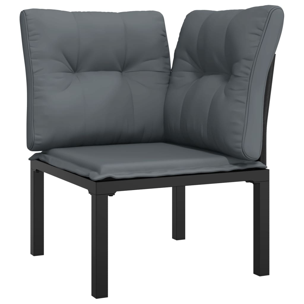 hjørnemodul til havesofa med hynder polyrattan sort og grå