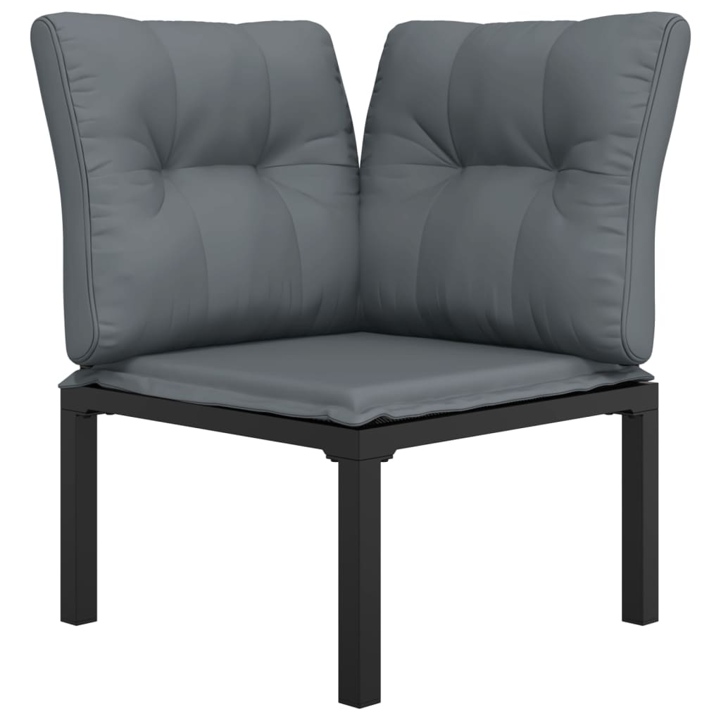hjørnemodul til havesofa med hynder polyrattan sort og grå