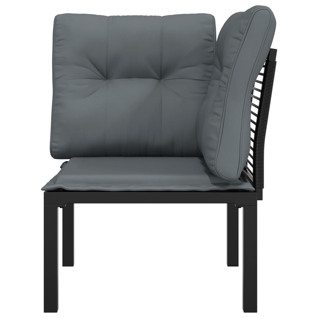 hjørnemodul til havesofa med hynder polyrattan sort og grå