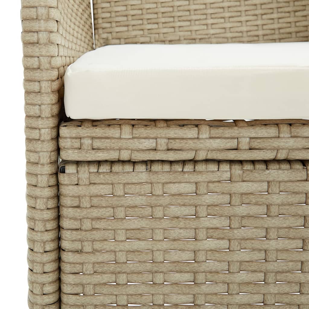 spisebordssæt til haven 7 dele med hynder beige og sort